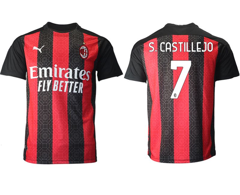 Men 2020-2021 club AC milan home aaa version #7 red Soccer Jerseys1